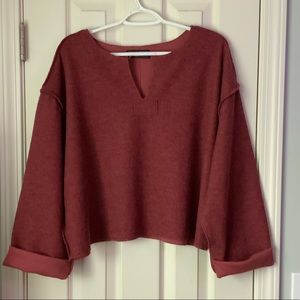 Urban Outfitters Notch Neck Top . Medium . Maroon .